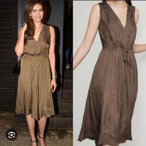 BCBG Max Azria Katia V Neck Midi Satin Slip Dress XS
